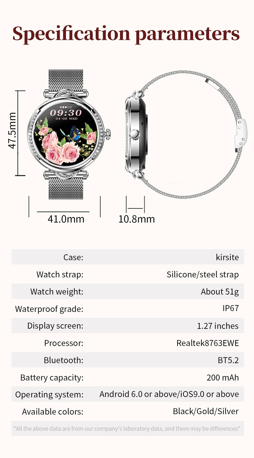 Female Intelligent Bluetooth Call Health Monitoring Watch